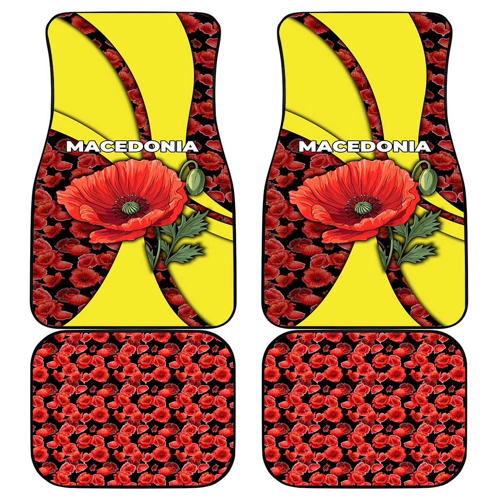 Macedonia Car Mats with Red Poppy Flower and Curved Panel Design - Wonder Print Shop