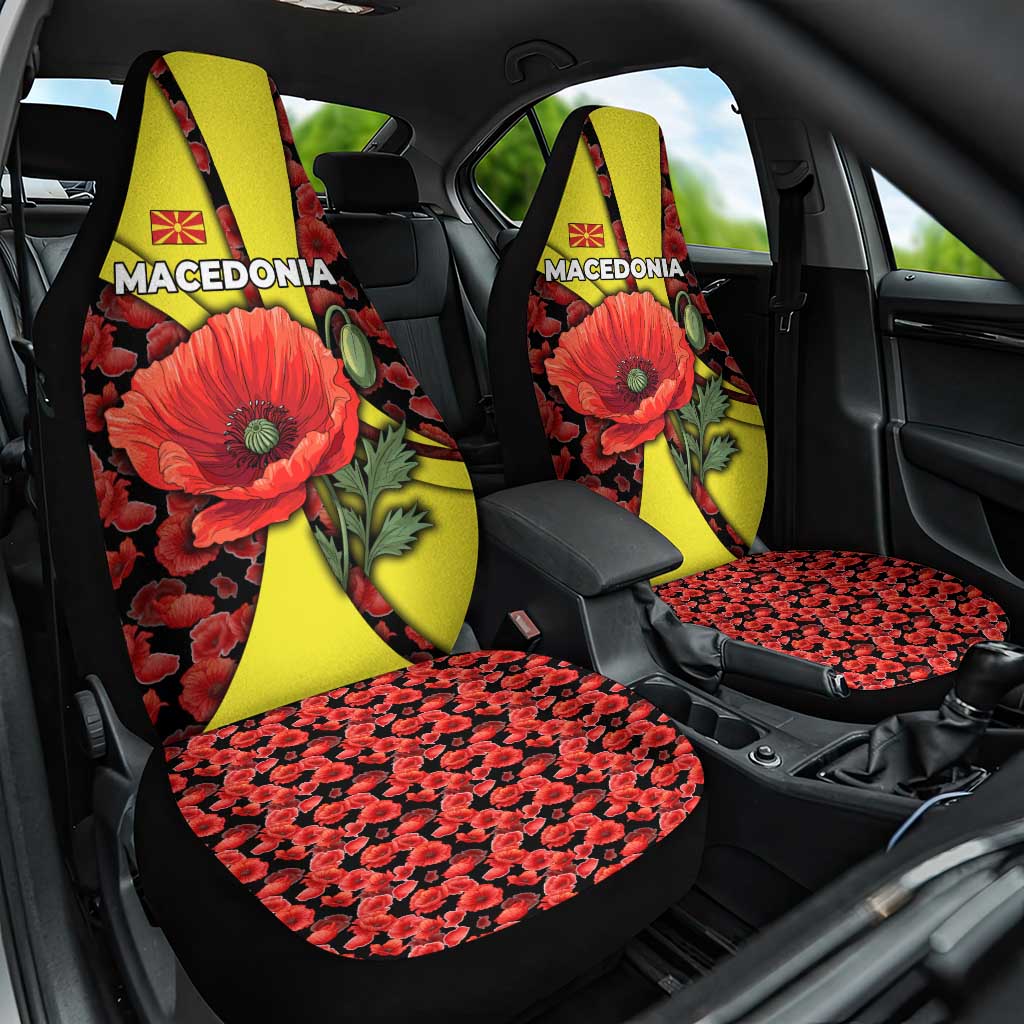 Macedonia Car Seat Cover with Red Poppy Flower and Curved Panel Design - Wonder Print Shop