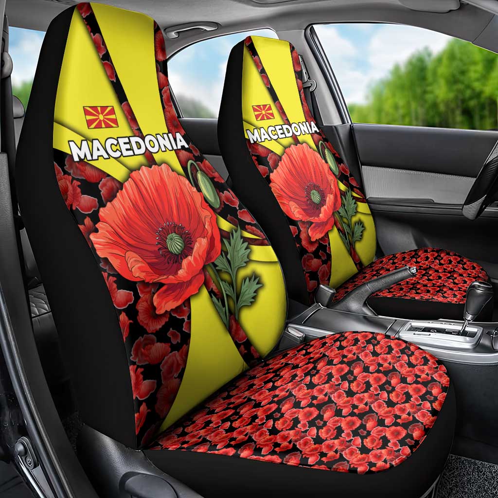 Macedonia Car Seat Cover with Red Poppy Flower and Curved Panel Design - Wonder Print Shop