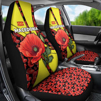 Macedonia Car Seat Cover with Red Poppy Flower and Curved Panel Design - Wonder Print Shop