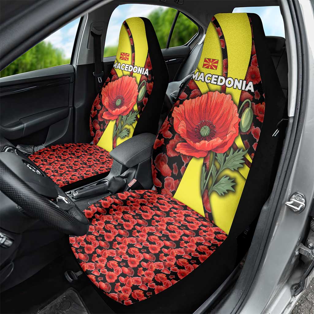 Macedonia Car Seat Cover with Red Poppy Flower and Curved Panel Design - Wonder Print Shop