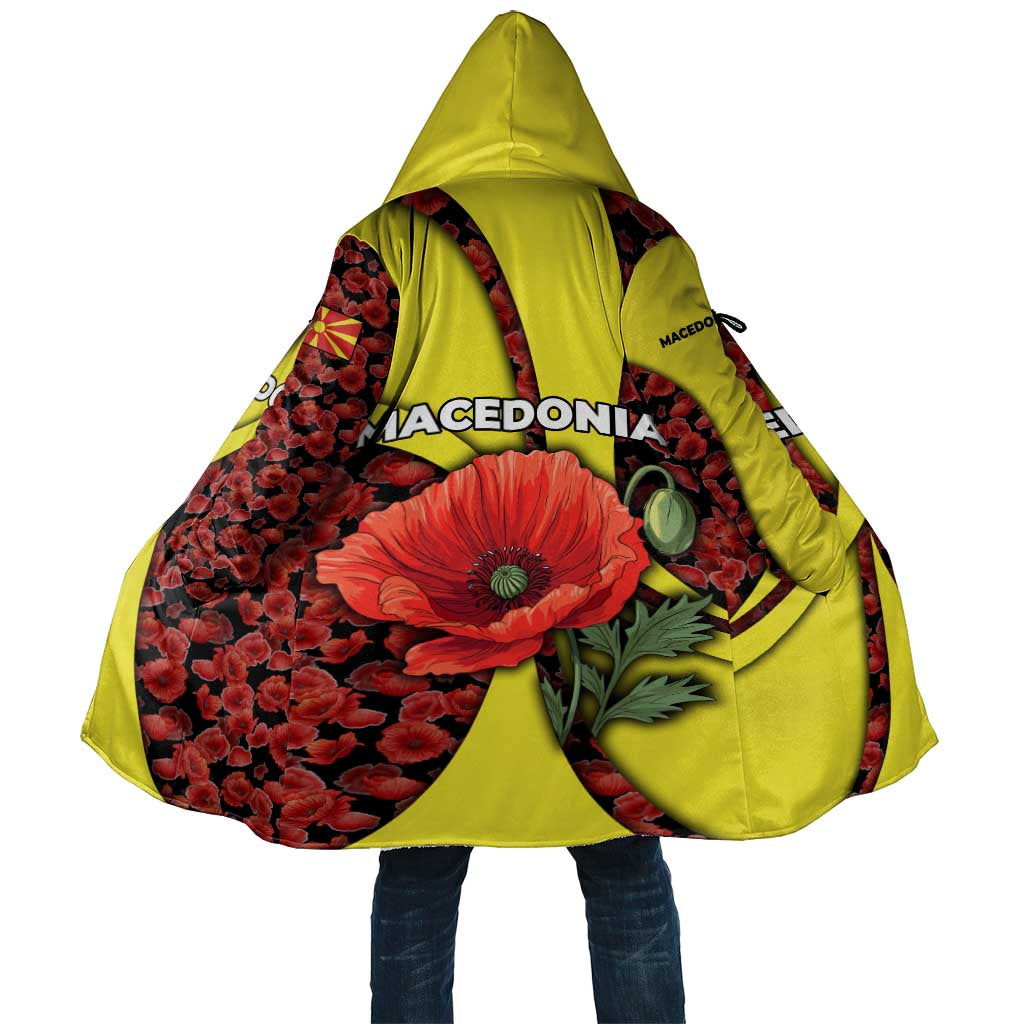 Macedonia Cloak with Red Poppy Flower and Curved Panel Design - Wonder Print Shop
