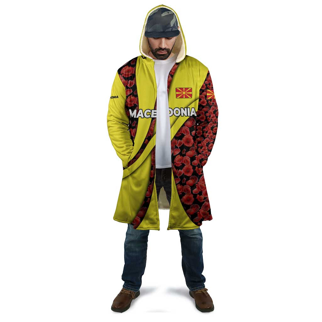 Macedonia Cloak with Red Poppy Flower and Curved Panel Design - Wonder Print Shop