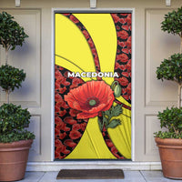 Macedonia Door Cover with Red Poppy Flower and Curved Panel Design - Wonder Print Shop