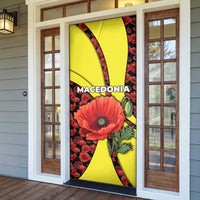 Macedonia Door Cover with Red Poppy Flower and Curved Panel Design - Wonder Print Shop