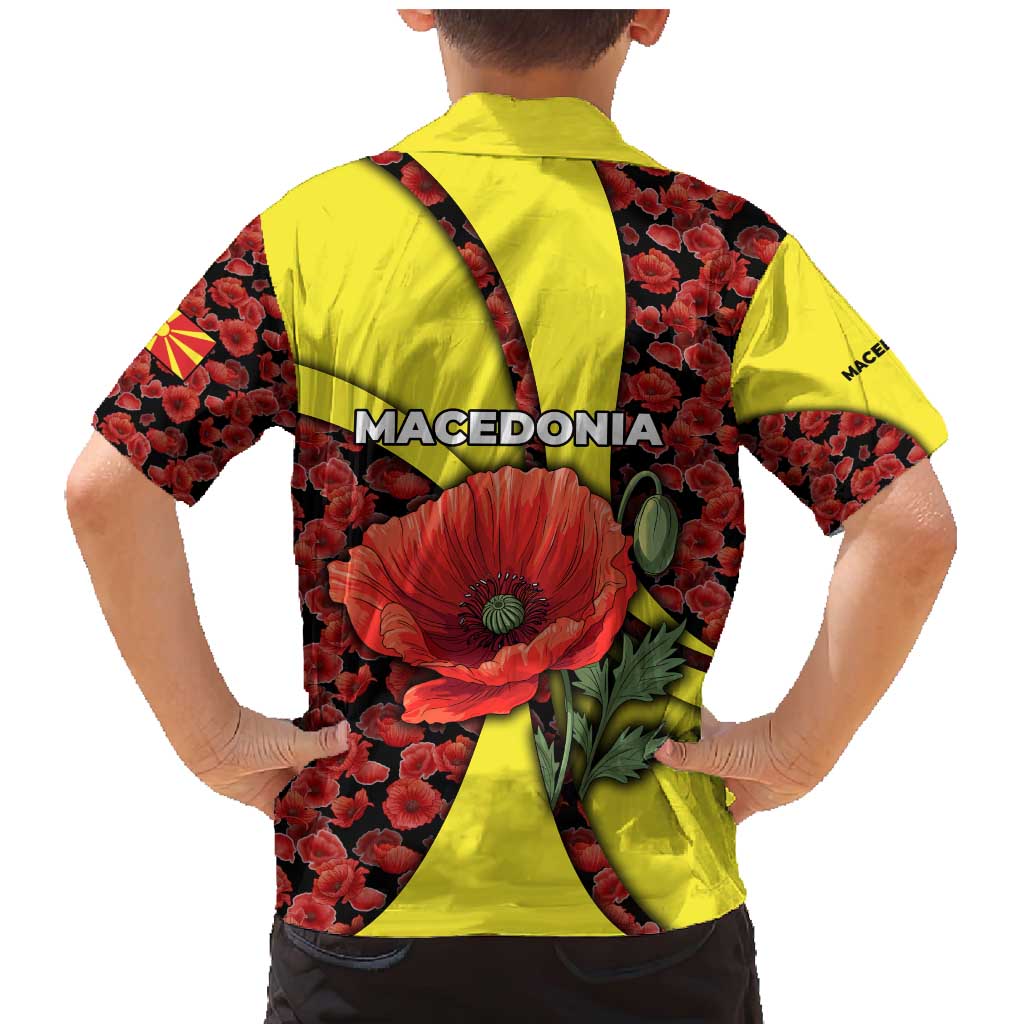 Macedonia Family Matching Mermaid Dress and Hawaiian Shirt with Red Poppy Flower and Curved Panel Design - Wonder Print Shop