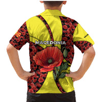 Macedonia Family Matching Mermaid Dress and Hawaiian Shirt with Red Poppy Flower and Curved Panel Design - Wonder Print Shop