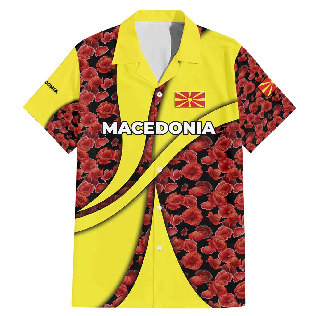 Macedonia Family Matching Mermaid Dress and Hawaiian Shirt with Red Poppy Flower and Curved Panel Design - Wonder Print Shop