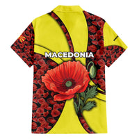 Macedonia Family Matching Off The Shoulder Long Sleeve Dress and Hawaiian Shirt with Red Poppy Flower and Curved Panel Design - Wonder Print Shop
