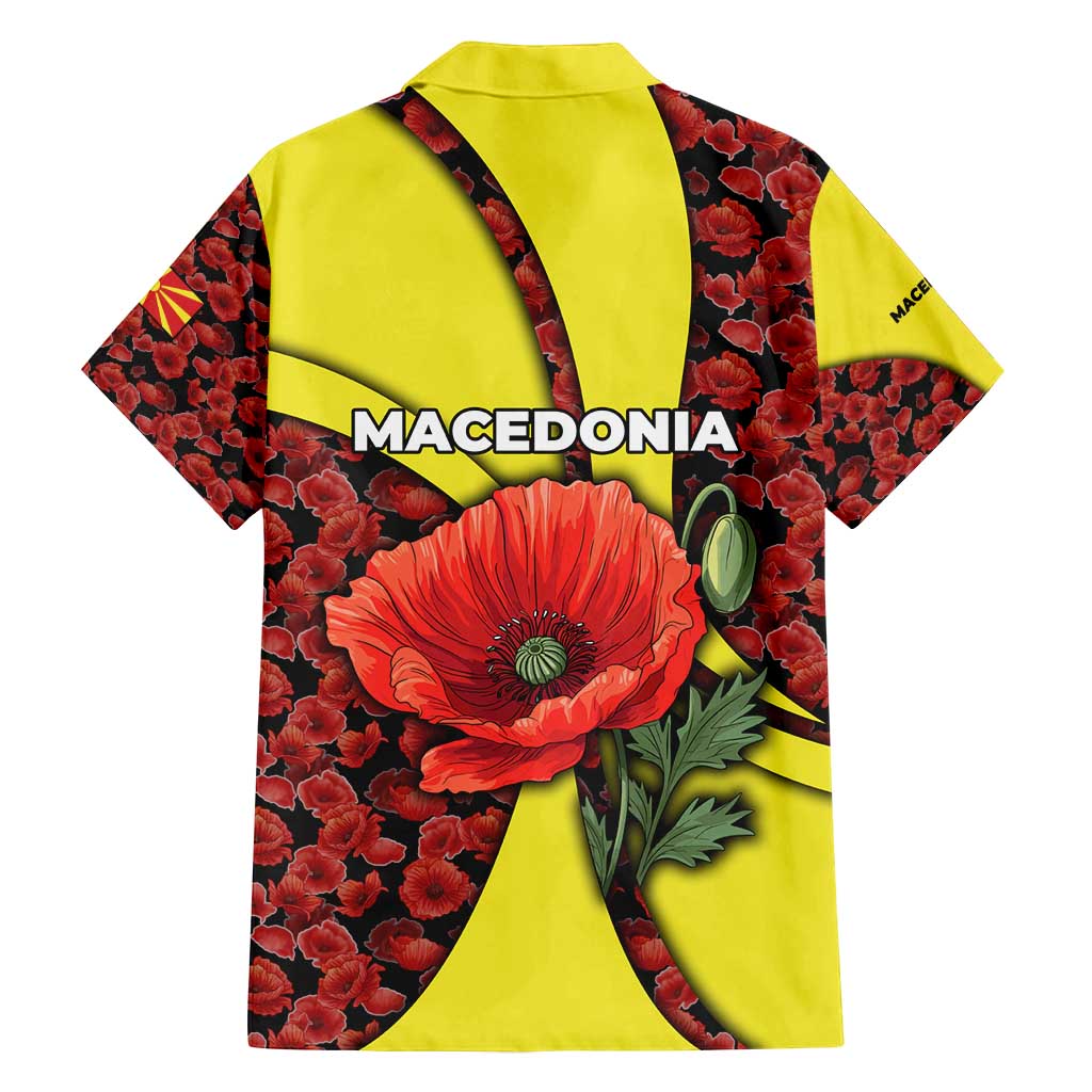 Macedonia Family Matching Off Shoulder Maxi Dress and Hawaiian Shirt with Red Poppy Flower and Curved Panel Design - Wonder Print Shop