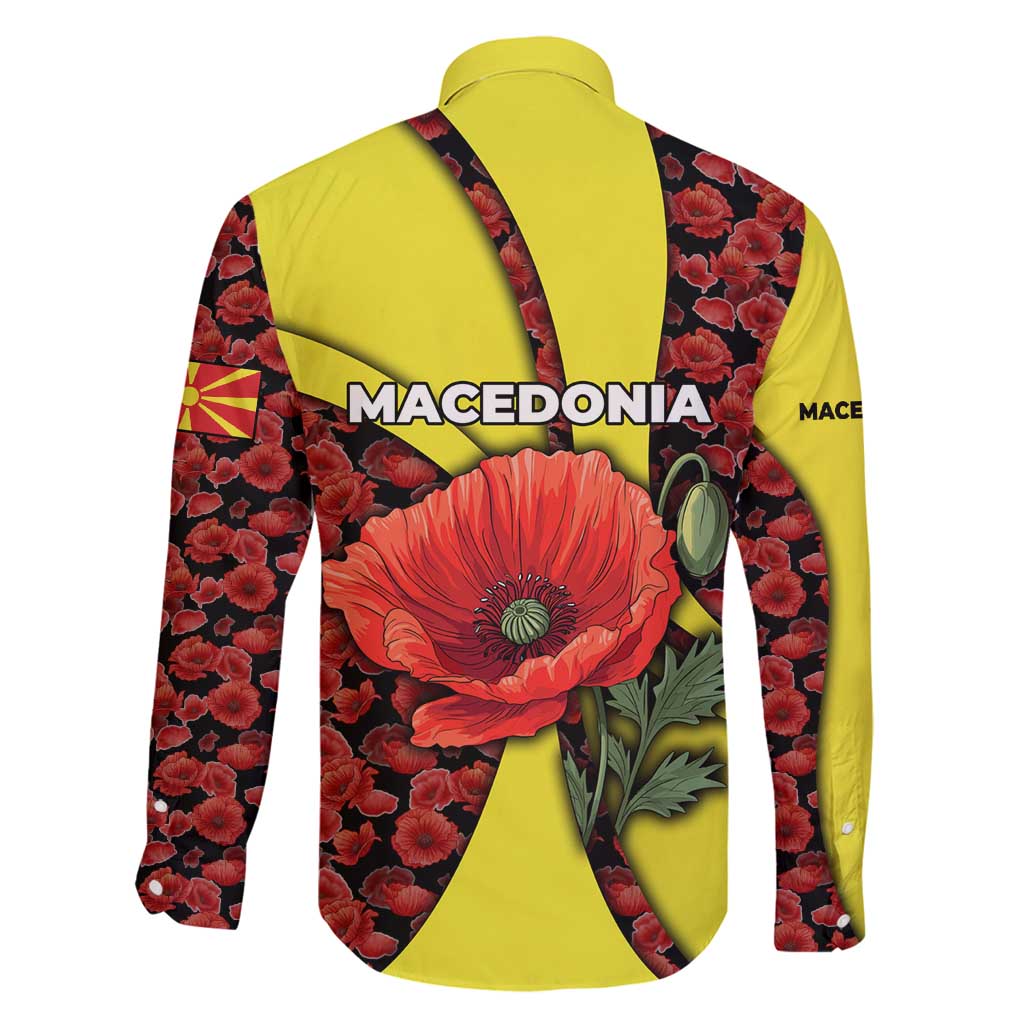 Macedonia Family Matching Off Shoulder Maxi Dress and Hawaiian Shirt with Red Poppy Flower and Curved Panel Design - Wonder Print Shop
