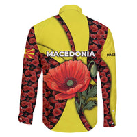 Macedonia Family Matching Off Shoulder Maxi Dress and Hawaiian Shirt with Red Poppy Flower and Curved Panel Design - Wonder Print Shop