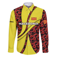 Macedonia Family Matching Puletasi and Hawaiian Shirt with Red Poppy Flower and Curved Panel Design - Wonder Print Shop