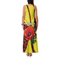 Macedonia Family Matching Tank Maxi Dress and Hawaiian Shirt with Red Poppy Flower and Curved Panel Design - Wonder Print Shop
