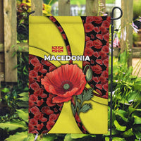 Macedonia Garden Flag with Red Poppy Flower and Curved Panel Design - Wonder Print Shop