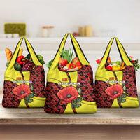 Macedonia Grocery Bag with Red Poppy Flower and Curved Panel Design - Wonder Print Shop