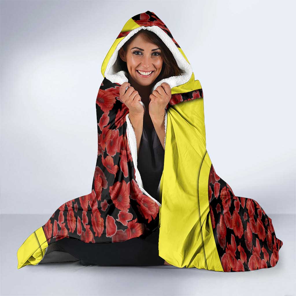 Macedonia Hooded Blanket with Red Poppy Flower and Curved Panel Design - Wonder Print Shop