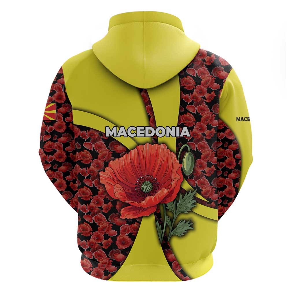 Macedonia Hoodie with Red Poppy Flower and Curved Panel Design - Wonder Print Shop