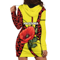 Macedonia Hoodie Dress with Red Poppy Flower and Curved Panel Design - Wonder Print Shop
