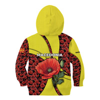 Macedonia Kid Hoodie with Red Poppy Flower and Curved Panel Design - Wonder Print Shop
