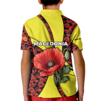 Macedonia Kid Polo Shirt with Red Poppy Flower and Curved Panel Design - Wonder Print Shop