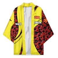 Macedonia Kimono with Red Poppy Flower and Curved Panel Design - Wonder Print Shop