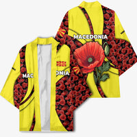 Macedonia Kimono with Red Poppy Flower and Curved Panel Design - Wonder Print Shop