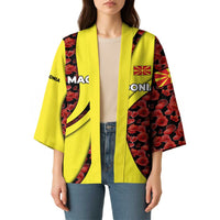 Macedonia Kimono with Red Poppy Flower and Curved Panel Design - Wonder Print Shop