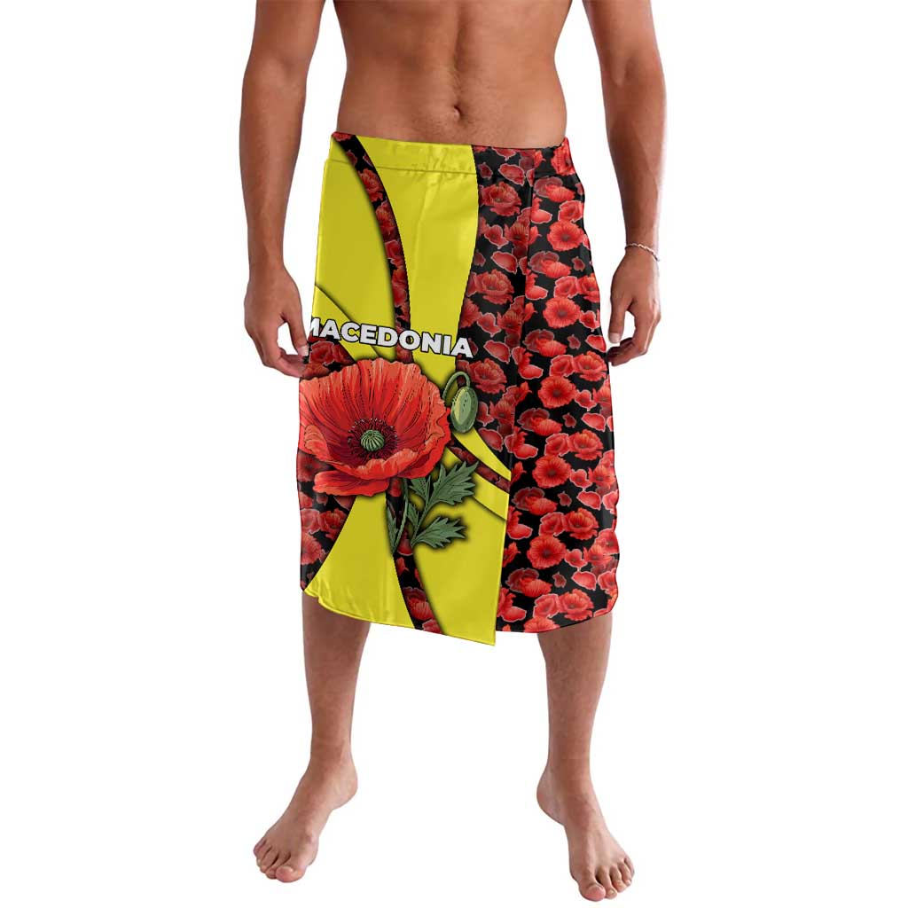 Macedonia Lavalava with Red Poppy Flower and Curved Panel Design - Wonder Print Shop