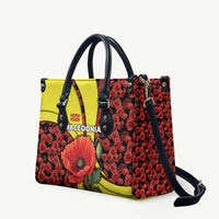 Macedonia Leather Bag with Red Poppy Flower and Curved Panel Design - Wonder Print Shop