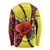 Macedonia Long Sleeve Shirt with Red Poppy Flower and Curved Panel Design - Wonder Print Shop