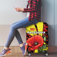 Macedonia Luggage Cover with Red Poppy Flower and Curved Panel Design - Wonder Print Shop