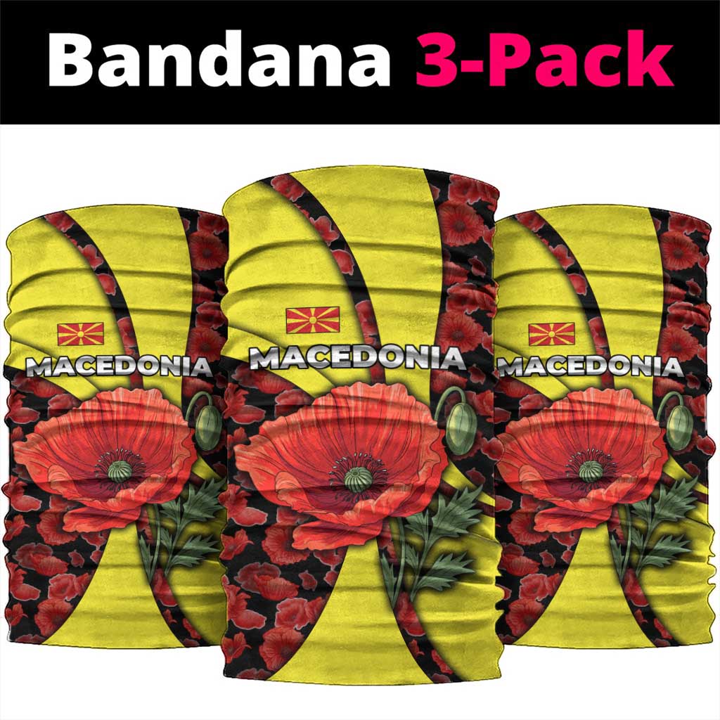 Macedonia Neck Gaiter with Red Poppy Flower and Curved Panel Design TS04