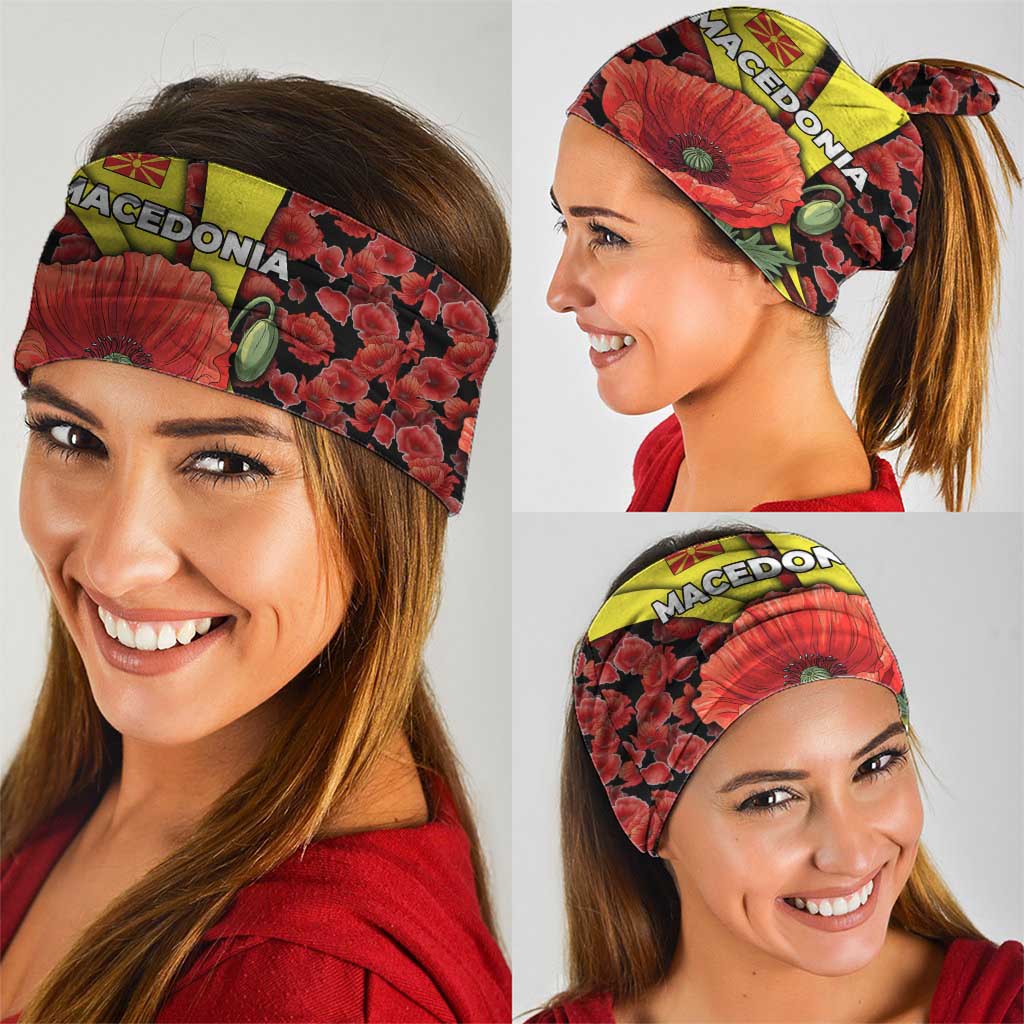 Macedonia Neck Gaiter with Red Poppy Flower and Curved Panel Design TS04