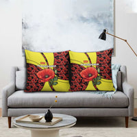 Macedonia Pillow Cover with Red Poppy Flower and Curved Panel Design - Wonder Print Shop