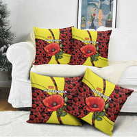 Macedonia Pillow Cover with Red Poppy Flower and Curved Panel Design - Wonder Print Shop