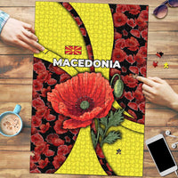 Macedonia Puzzle with Red Poppy Flower and Curved Panel Design - Wonder Print Shop