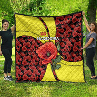 Macedonia Quilt with Red Poppy Flower and Curved Panel Design - Wonder Print Shop
