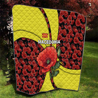 Macedonia Quilt with Red Poppy Flower and Curved Panel Design - Wonder Print Shop