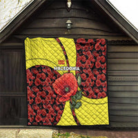Macedonia Quilt with Red Poppy Flower and Curved Panel Design - Wonder Print Shop