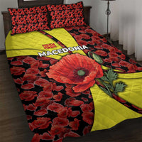 Macedonia Quilt Bed Set with Red Poppy Flower and Curved Panel Design - Wonder Print Shop