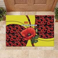 Macedonia Rubber Doormat with Red Poppy Flower and Curved Panel Design - Wonder Print Shop