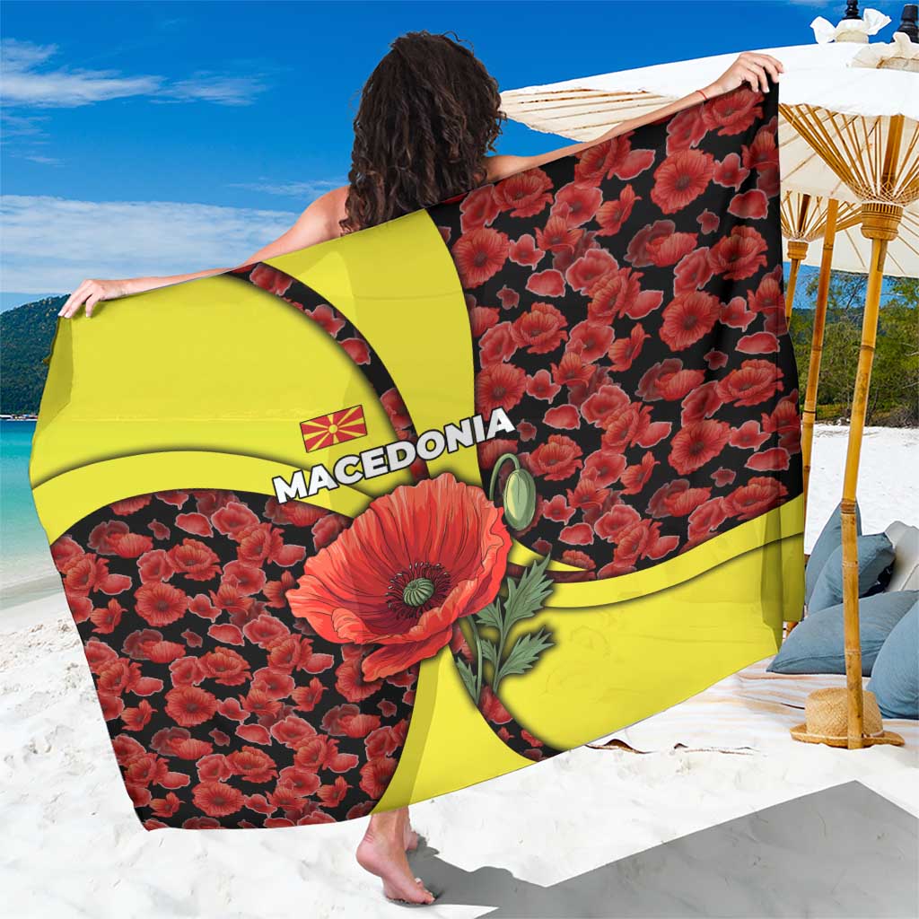 Macedonia Sarong with Red Poppy Flower and Curved Panel Design - Wonder Print Shop
