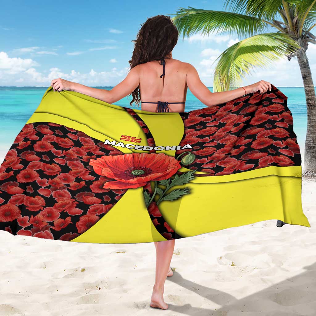 Macedonia Sarong with Red Poppy Flower and Curved Panel Design - Wonder Print Shop