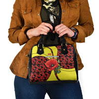 Macedonia Shoulder Handbag with Red Poppy Flower and Curved Panel Design - Wonder Print Shop
