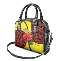 Macedonia Shoulder Handbag with Red Poppy Flower and Curved Panel Design - Wonder Print Shop