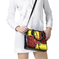 Macedonia Shoulder Handbag with Red Poppy Flower and Curved Panel Design - Wonder Print Shop