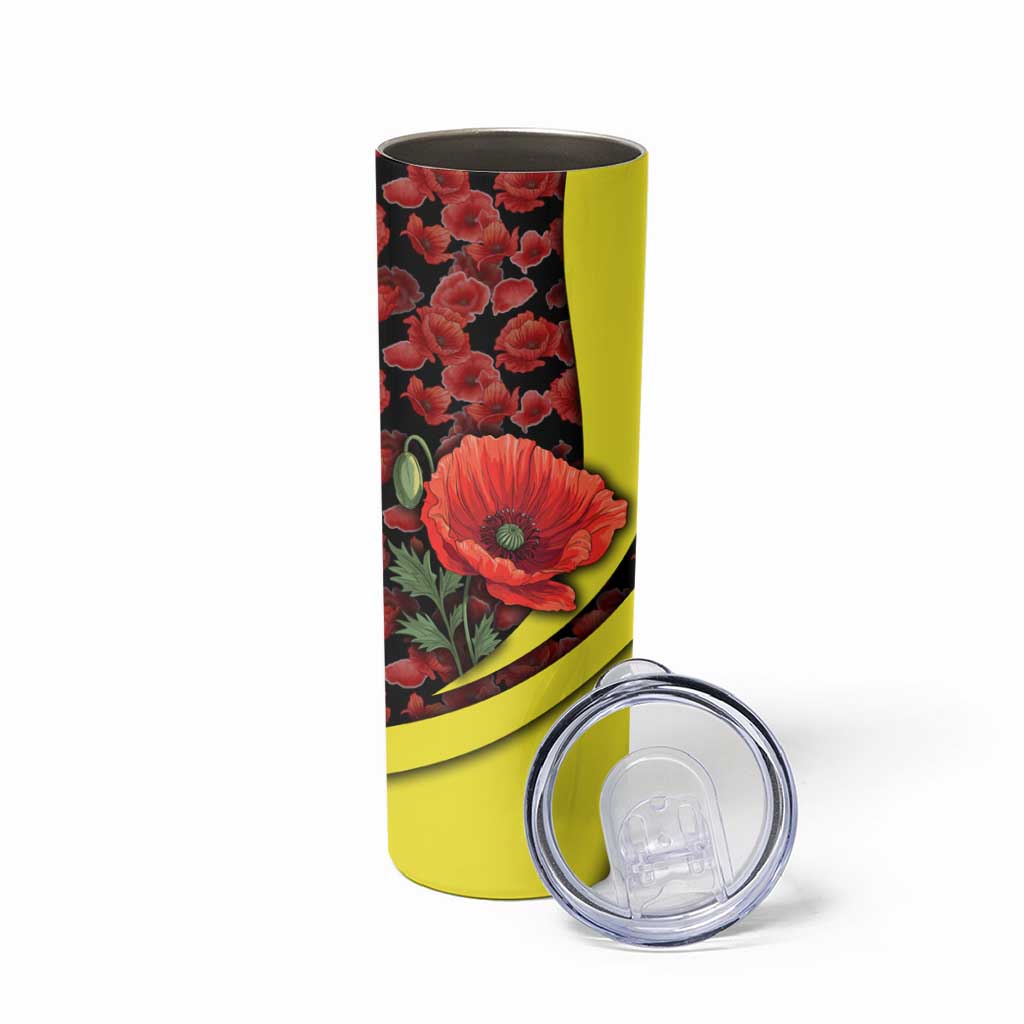 Macedonia Skinny Tumbler with Red Poppy Flower and Curved Panel Design - Wonder Print Shop