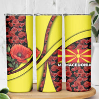 Macedonia Skinny Tumbler with Red Poppy Flower and Curved Panel Design - Wonder Print Shop