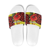 Macedonia Slide Sandals with Red Poppy Flower and Curved Panel Design - Wonder Print Shop